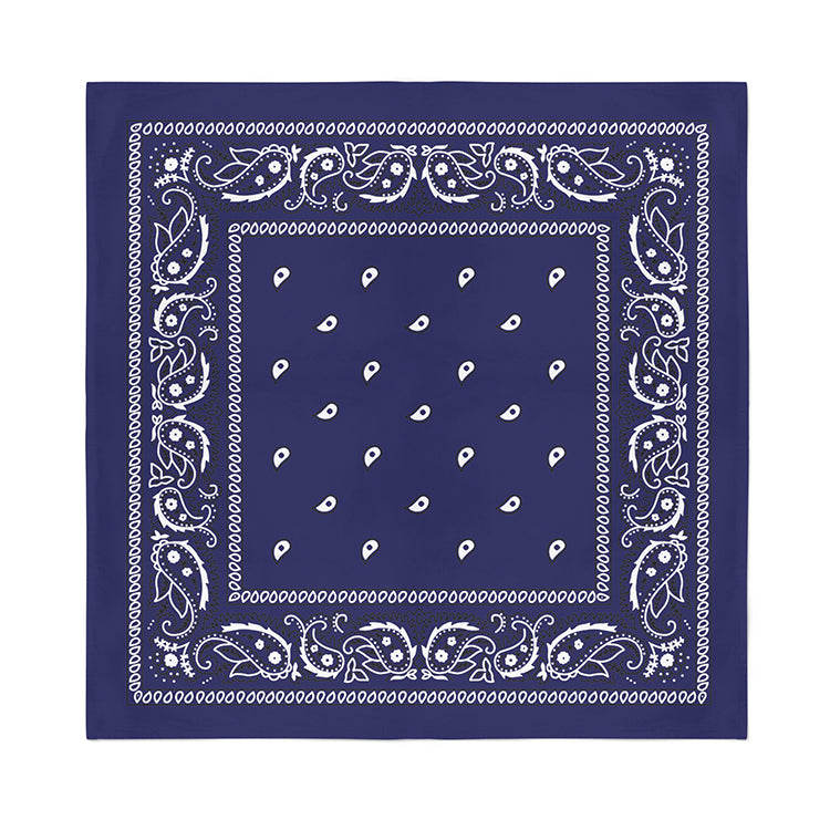 Navy Blue Paisley cotton square bandana